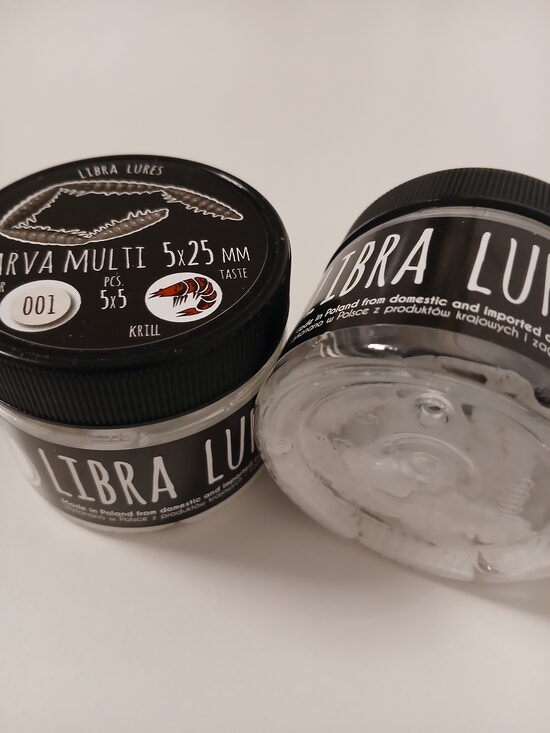 Larva multi 25mm (5x5), 001 - White, 2,25gr, Krill, 25(5x5)psc/pack